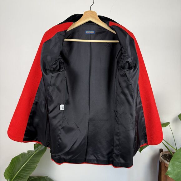 Vintage Red Wool Blazer with Black Velvet Collar, USA Made - Picture 10 of 10